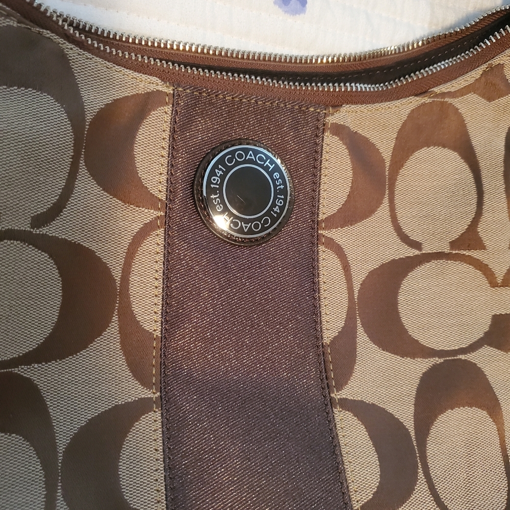 Coach Signature Brown Hobo style bag - Picture 2 of 12